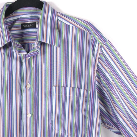 St. Croix MADE IN ITALY Multicolor Striped Long Sleeve‎ Button Up Shirt MEDIUM - Picture 3 of 10